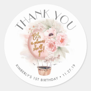 Adesivo Redondo Festa de aniversário de balão de ar quente inspi