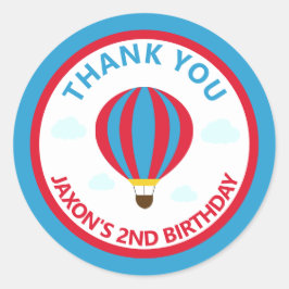 Adesivo Redondo Festa de aniversário De Balões De Ar Quente Obriga