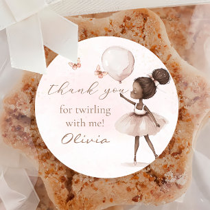 Adesivo Redondo Festa de aniversário de Black Girl Ballerina