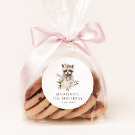 Adesivo Redondo Festa de aniversário de Cachorro de Aquarela