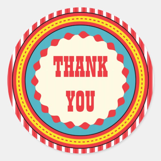 Adesivo Redondo Festa de aniversário de Carnaval Obrigado Sticker (Frente)