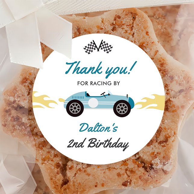 Adesivo Redondo Festa de aniversário de Carro Race (Criador carregado)