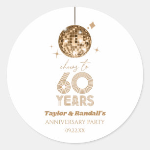 Adesivo Redondo Festa de Aniversário de Casamento de 60 Anos Disco