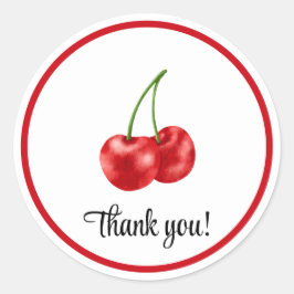 Adesivo Redondo Festa de aniversário De Cereja Obrigado.