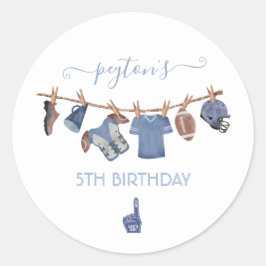 Adesivo Redondo Festa de aniversário de Clothesline Futebol