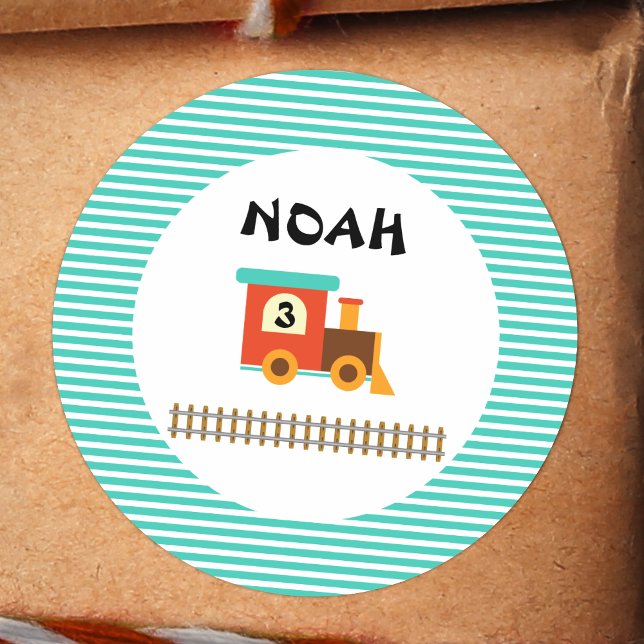 Adesivo Redondo Festa de aniversário De Comboio Para Crianças Pequ (Criador carregado)