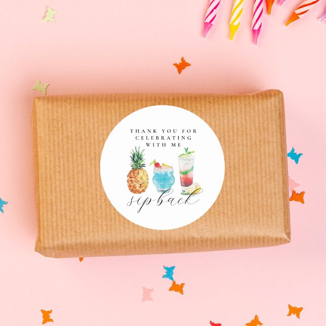 Adesivo Redondo Festa de aniversário de coquetéis de traseiro com  (Criador carregado)