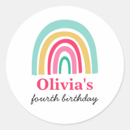 Adesivo Redondo Festa de aniversário de cores brilhantes do arco-í