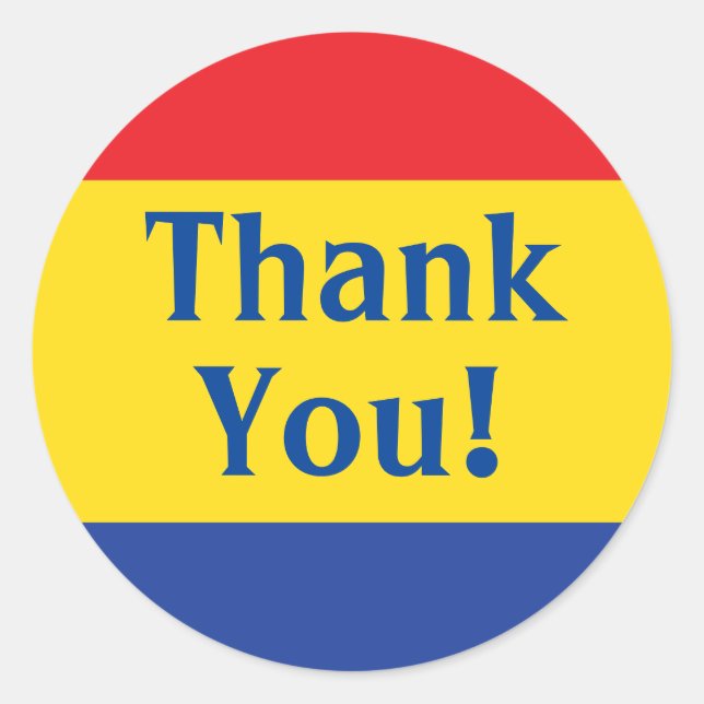 Adesivo Redondo Festa de aniversário de cores primárias (Frente)