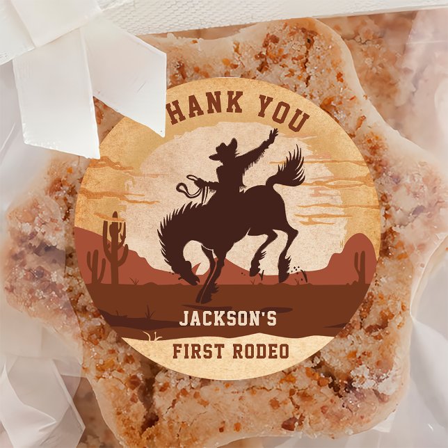 Adesivo Redondo Festa de aniversário de cowboy ocidental (Criador carregado)