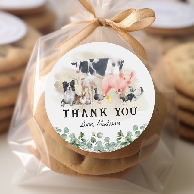 Adesivo Redondo Festa de Aniversário de criança de Animais de Faze (Criador carregado)