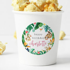 Adesivo Redondo Festa de Aniversário de criança de Animais Selvage