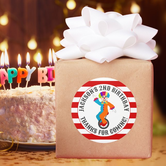 Adesivo Redondo Festa de Aniversário de criança do Festival de Cir (Criador carregado)