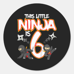 Adesivo Redondo Festa de Aniversário de Criança Ninja de 6 Anos Ar