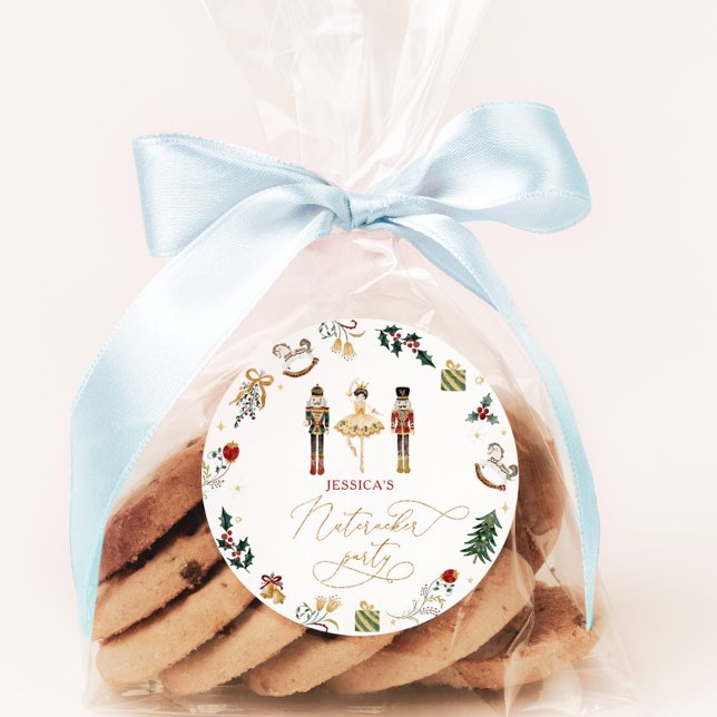 Adesivo Redondo Festa de aniversário de criança vermelho de ouro d (Criador carregado)