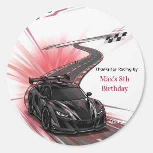 Adesivo Redondo Festa de Aniversário de Crianças com Carros Esport