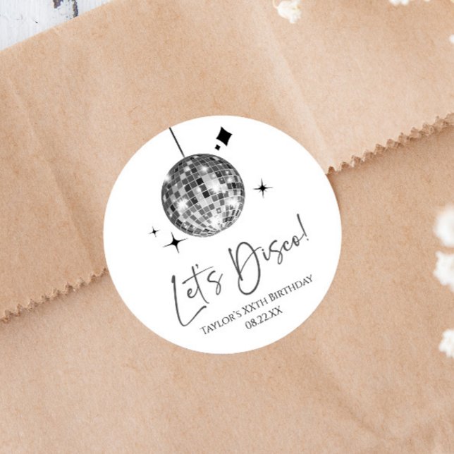 Adesivo Redondo Festa de aniversário de Disco de Vamos de Bola Dis (Criador carregado)