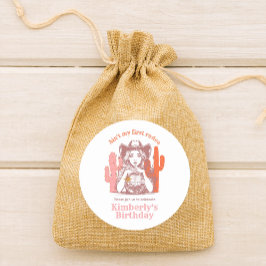 Adesivo Redondo Festa de aniversário de esfera de Disco com Garota