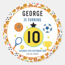Adesivo Redondo Festa de aniversário de Esporte Moderno | Tema do