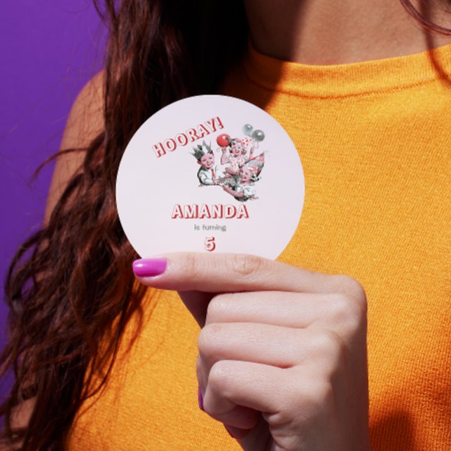 Adesivo Redondo Festa de aniversário de Filhos Simples Clássicos d (Criador carregado)