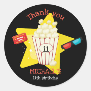 Adesivo Redondo Festa de aniversário de Filme Cólvora de Pipoca 
