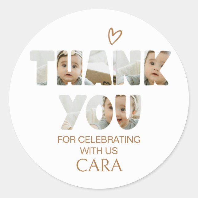 Adesivo Redondo Festa de aniversário de Fotografia de Miss Minimal (Frente)