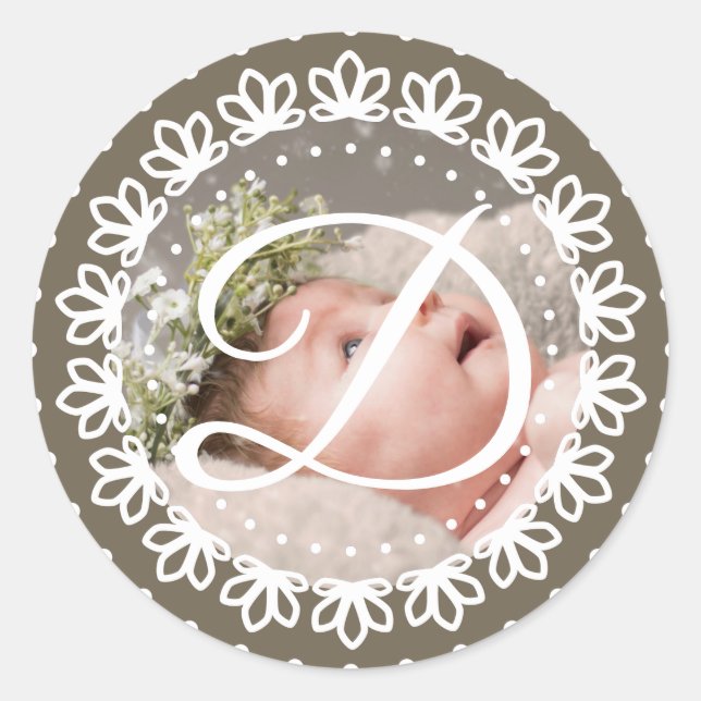 Adesivo Redondo Festa de aniversário de fotografia do monograma ca (Frente)