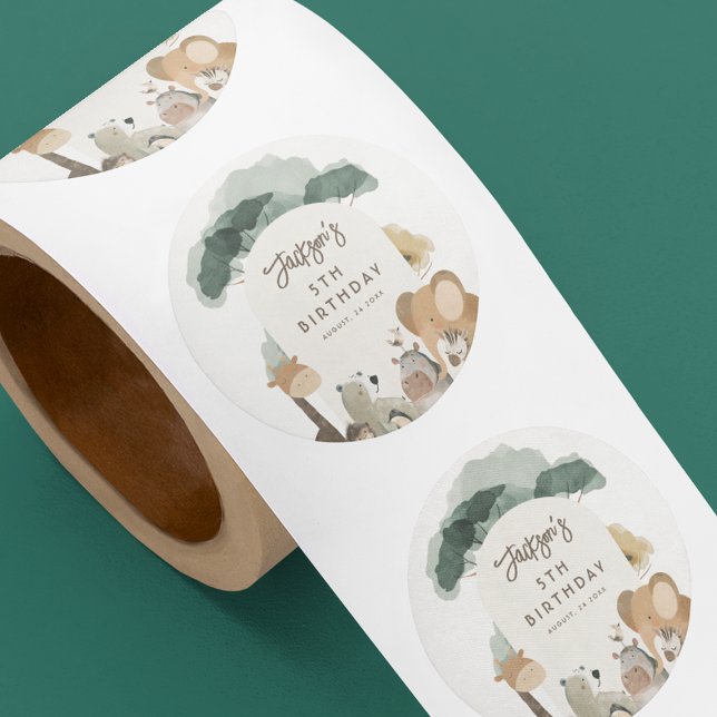 Adesivo Redondo Festa de aniversário de Fotografias de Animais de  (Criador carregado)