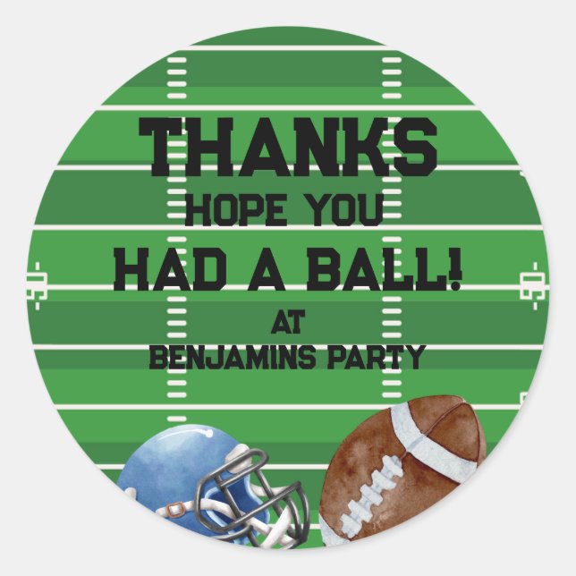 Adesivo Redondo Festa de aniversário De Futebol Obrigado A Favor (Frente)