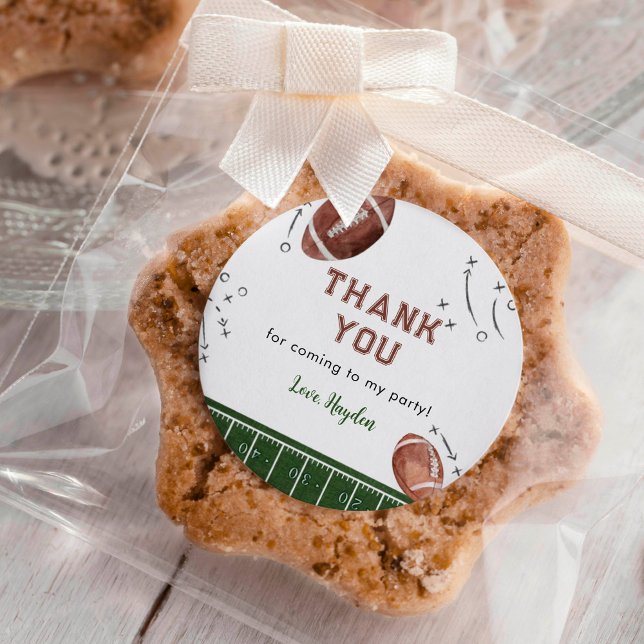 Adesivo Redondo Festa de aniversário De Futebol Obrigado Sticker (Criador carregado)