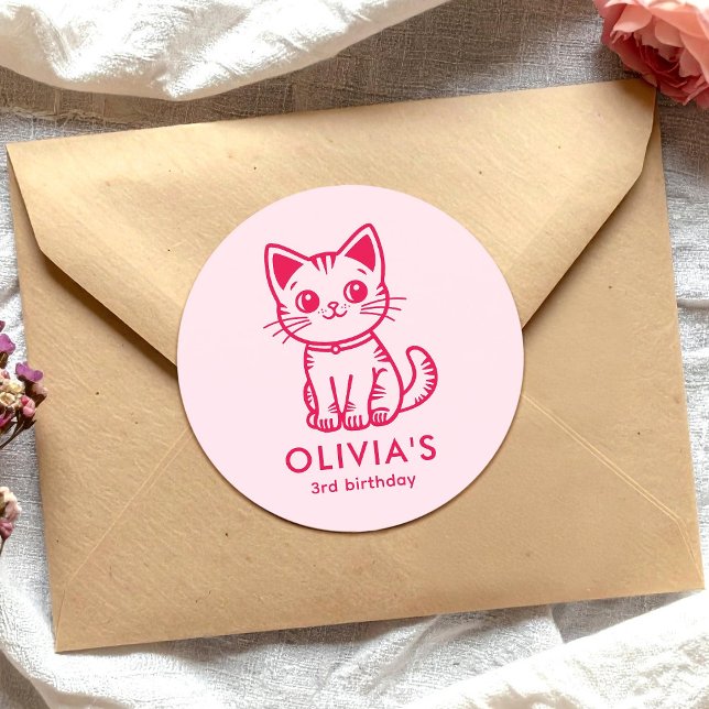 Adesivo Redondo Festa de aniversário de garota com cores personali (Criador carregado)