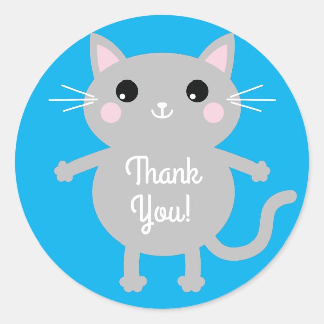 Adesivo Redondo Festa de aniversário de gatos (Frente)