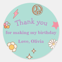 Adesivo Redondo Festa de aniversário de Groovy