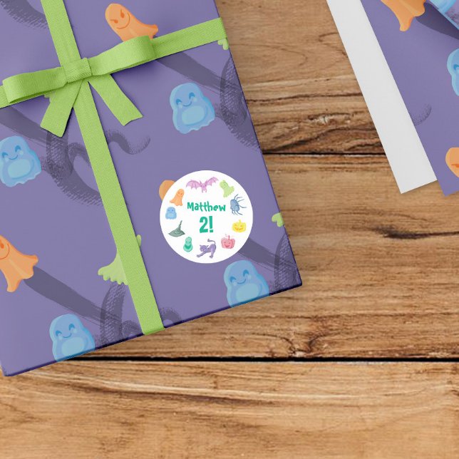 Adesivo Redondo Festa de aniversário de Halloween (Criador carregado)