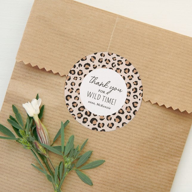 Adesivo Redondo Festa de aniversário de impressão leopardo (Criador carregado)