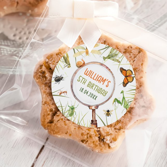 Adesivo Redondo Festa de aniversário de Insetos da Natureza (Criador carregado)