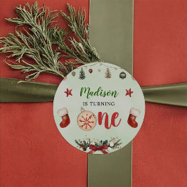 Adesivo Redondo Festa de aniversário de inverno de estoque