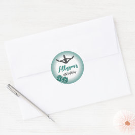 Adesivo Redondo Festa de aniversário De Liderança De Animação, Qua