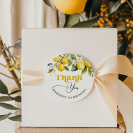 Adesivo Redondo Festa de aniversário de limão obrigado