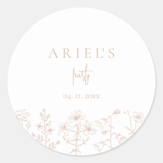 Adesivo Redondo Festa de aniversario de meninas floral elegante si (Frente)
