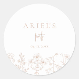 Adesivo Redondo Festa de aniversario de meninas floral elegante si