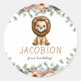 Adesivo Redondo Festa de aniversário de Meninos Safari Selvagens d