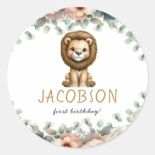 Adesivo Redondo Festa de aniversário de Meninos Safari Selvagens d