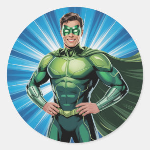 Adesivo Redondo Festa de Aniversário de Meninos Super-Herói Verde