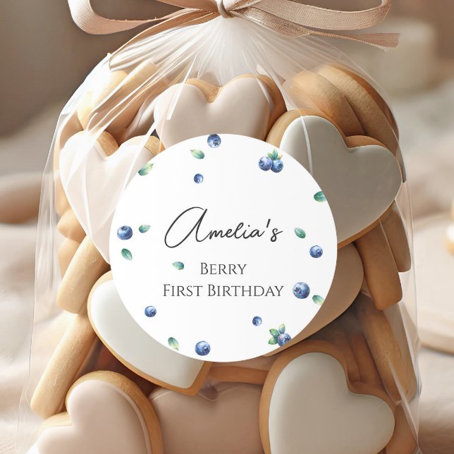 Adesivo Redondo Festa de aniversário de mirtilo Berry Sweet Waterc (Criador carregado)