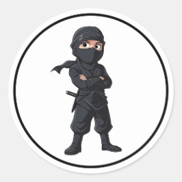 Adesivo Redondo Festa de aniversário de Ninja Warrior Boys