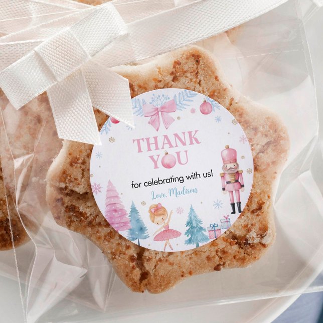 Adesivo Redondo Festa de aniversário De Nutcracker Obrigado A Favo (Criador carregado)