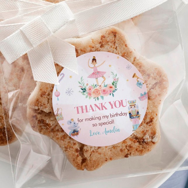 Adesivo Redondo Festa de aniversário De Nutcracker Obrigado A Favo (Criador carregado)