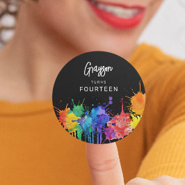 Adesivo Redondo Festa de Aniversário de Paintball