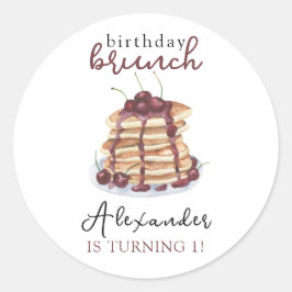 Adesivo Redondo Festa de aniversário de Panquecas de Aquarela
